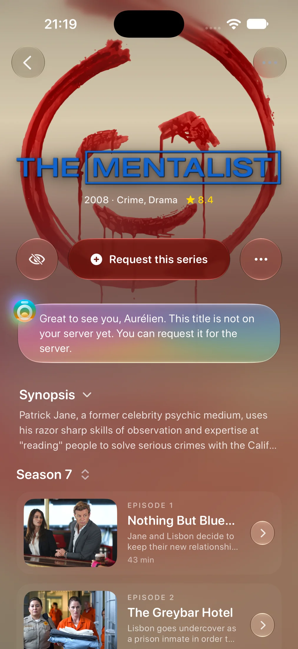 Seasons and episodes on iPhone